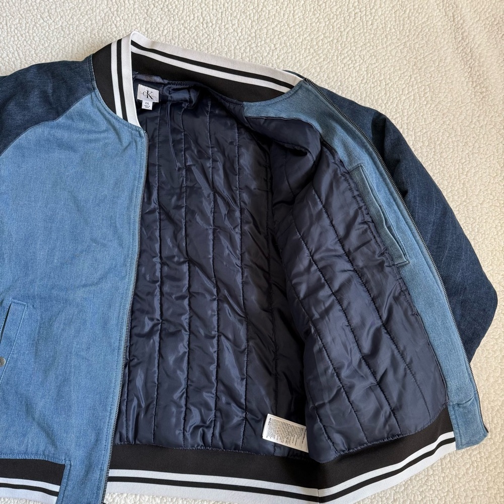 Calvin Klein denim varsity bomber jacket - Picture 6 of 8
